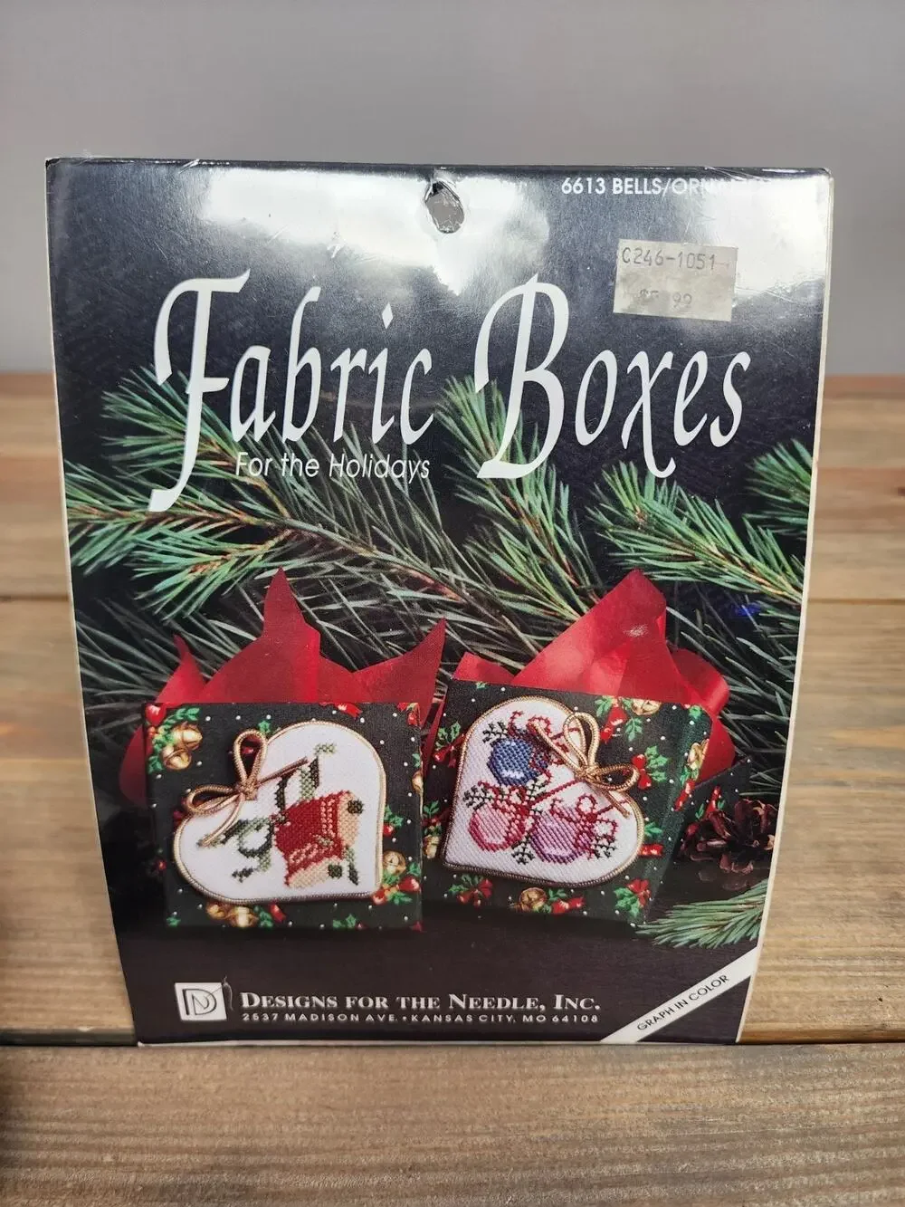 Designs For The Needle. Fabric Boxes For The Holidays. 6613 Bells/Ornaments. NIP